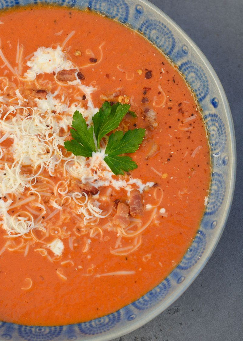 This hearty, comforting Keto Tomato Soup is just what your family ordered! This delicious soup is around seven net carbs per cup!